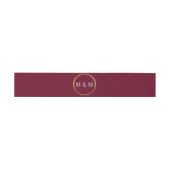 Personalisierte Mongram Burgundy Gold Wedding Einladungsbanderole (Flach)
