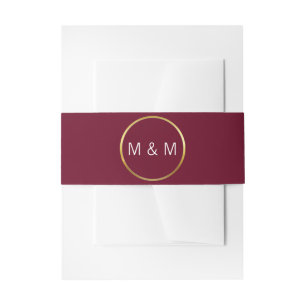 Personalisierte Mongram Burgundy Gold Wedding Einladungsbanderole