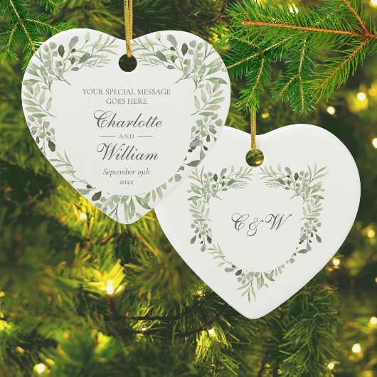 Personalisierte Mongram Greenerity Wedding Keramik Ornament