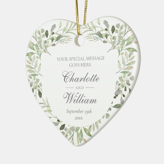 Personalisierte Mongram Greenerity Wedding Keramik Ornament (Links)