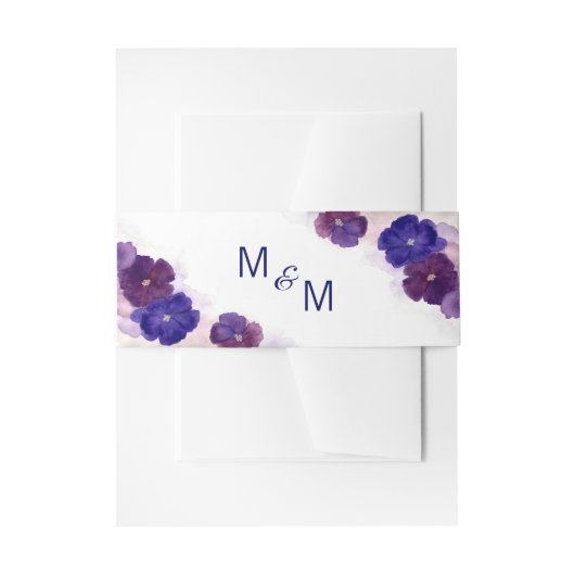 Personalisierte Mongram Lila Pflaumenhochzeit Einladungsbanderole (Vorderseite Beispiel)