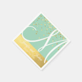 Personalisierte Mongram Mint Green Sage Gold Hochz Serviette (Ecke)