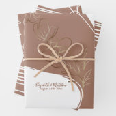 Personalisierte Mongram Mocha Brown Floral Wedding Geschenkpapier Set (Beispiel)