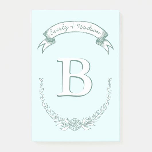 Personalisierte Mongram Post-it®-Notizen Post-it Klebezettel (Vorderseite)