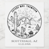 Personalisierte Mongram-Wüstenhochzeit Weinetikett (Einzelnes Label)