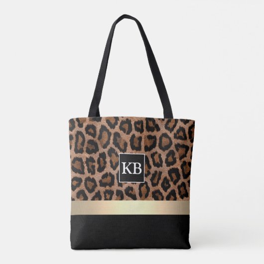Personalisierte Mono Leopard Muster Totbeutel Tasche (Rückseite)