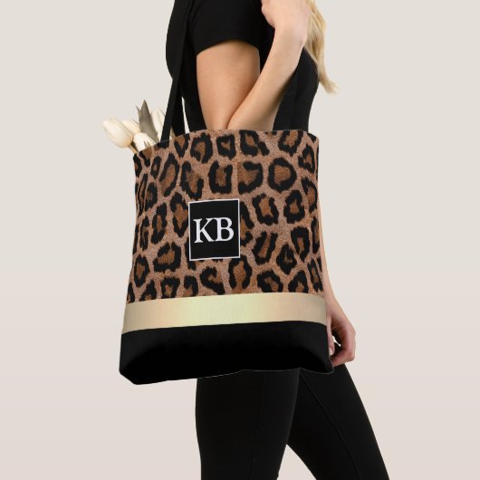 Personalisierte Mono Leopard Muster Totbeutel Tasche (Von Nahem)