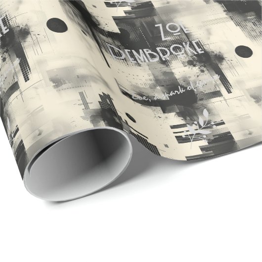 Personalisierte monochrome und silberfarbene Gesch Geschenkpapier (Rolleneckpunkt)