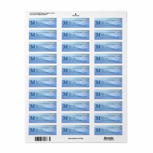 Personalisierte Monogram Beach Theme Address Label (Vorne)