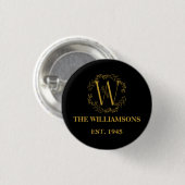 Personalisierte Monogram Black & Gold-Produktfamil Button (Vorne & Hinten)