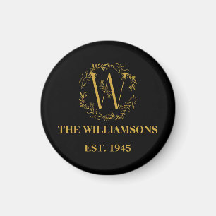 Personalisierte Monogram Black & Gold-Produktfamil Magnet