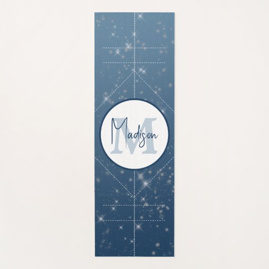 Personalisierte Monogram Blue Ombre Sparkle-Ausric Yogamatte (Vorderseite)
