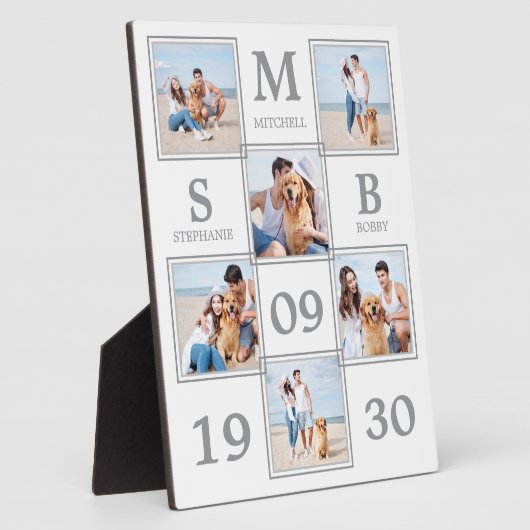 Personalisierte Monogram Couple-FotoCollage Fotoplatte (Seite)