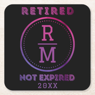 Personalisierte Monogram Date Retirement Günstige Rechteckiger Pappuntersetzer