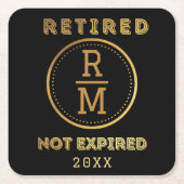 Personalisierte Monogram Date Retirement Günstige Rechteckiger Pappuntersetzer (Vorderseite)