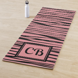 Personalisierte Monogram Eleganline Art Black Pink Yogamatte