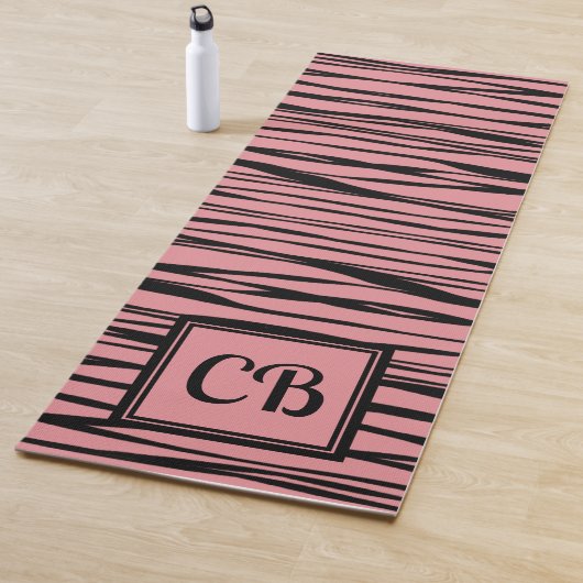 Personalisierte Monogram Eleganline Art Black Pink Yogamatte (Beispiel)