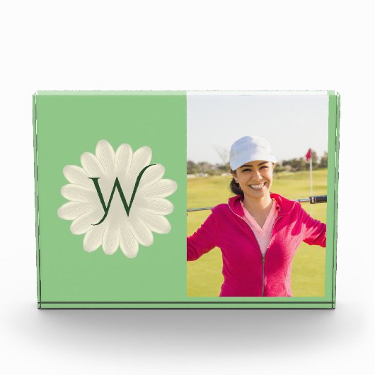 Personalisierte Monogram Floral Daisy Fotoblock (Vorderseite)