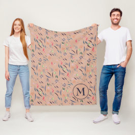 Personalisierte Monogram Floral Watercolor Fleece 