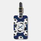 Personalisierte Monogram-Fußball-Balls Gepäckanhänger (Vorderseite vertikal)