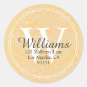 Personalisierte Monogram Gold Floral Rücksendeadre Runder Aufkleber (Vorderseite)