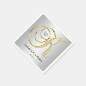 Personalisierte Monogram Gold Letter K Silver Wedd Serviette (Ecke)