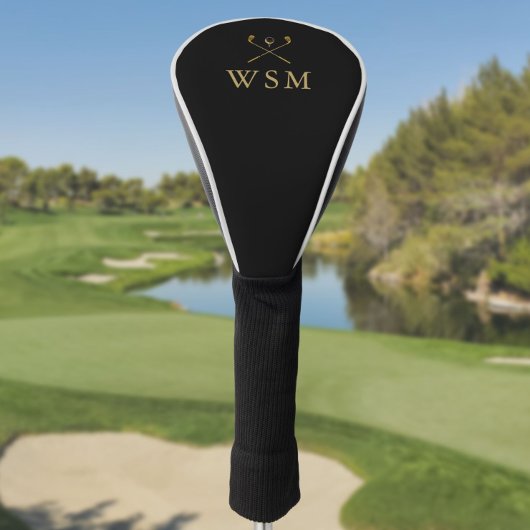 Personalisierte Monogram Golf Clubs Black und Gold Golf Headcover