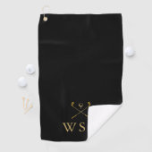 Personalisierte Monogram Golf Clubs Black und Gold Golfhandtuch (Insitu)