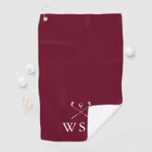 Personalisierte Monogram Golf Clubs Burgundy Red Golfhandtuch (Insitu)