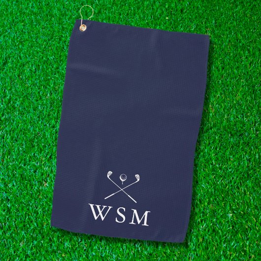 Personalisierte Monogram Golf Clubs Navy Blue Golfhandtuch