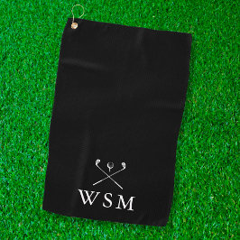 Personalisierte Monogram Golf Clubs Schwarz und We Golfhandtuch