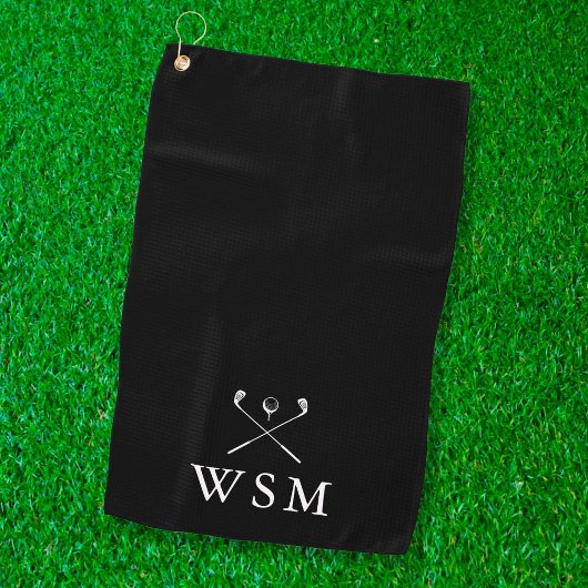 Personalisierte Monogram Golf Clubs Schwarz und We Golfhandtuch