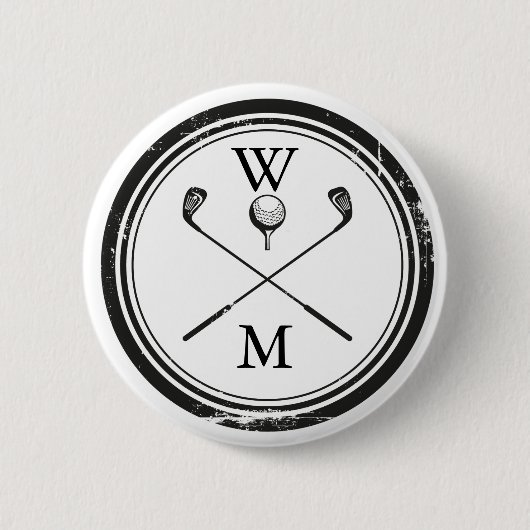 Personalisierte Monogram-Golfklubs Button (Vorderseite)