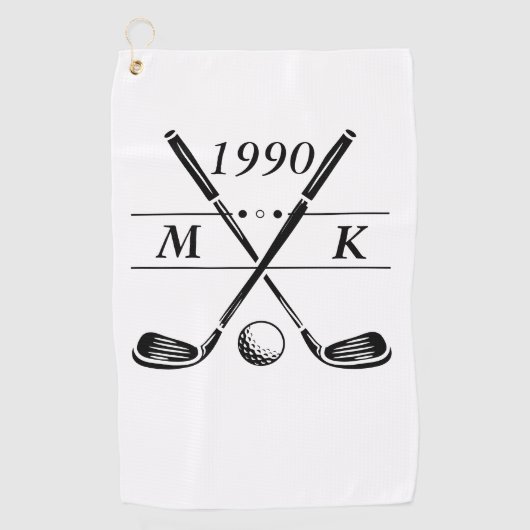Personalisierte Monogram-Golfklubs Golfhandtuch (Vorderseite)