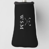 Personalisierte Monogram-Golfklubs in Schwarz und  Golf Headcover (Rotieren 90)