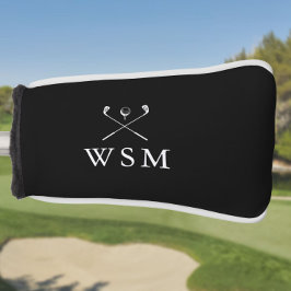 Personalisierte Monogram-Golfklubs in Schwarz und  Golf Headcover