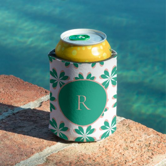 Personalisierte Monogram Green Floral Dosenkühler (In Situ Pool)