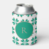 Personalisierte Monogram Green Floral Dosenkühler (Kanne Vorderseite)