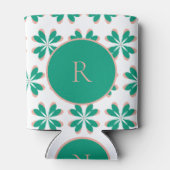 Personalisierte Monogram Green Floral Dosenkühler (Rückseite)