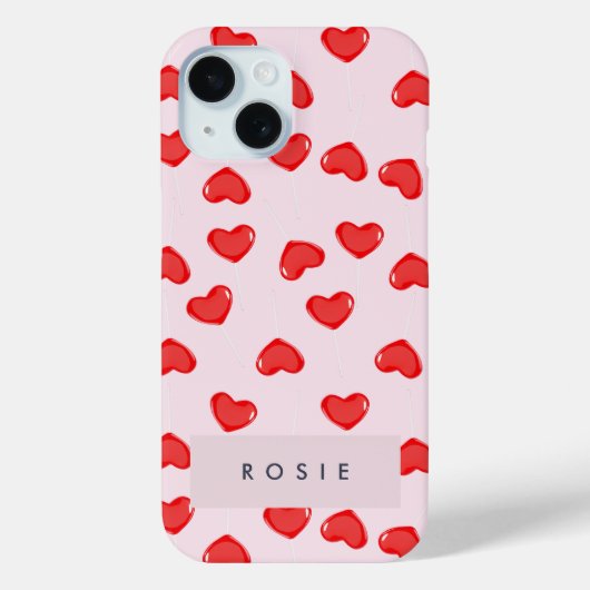 Personalisierte Monogram Heart Lolipop Valentine Case-Mate iPhone Hülle (Rückseite)
