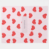 Personalisierte Monogram Heart Lolipop Valentine Fleecedecke (Vorderseite (Horizontal))