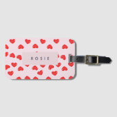 Personalisierte Monogram Heart Lolipop Valentine Gepäckanhänger (Vorderseite (Horizontal))