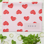 Personalisierte Monogram Heart Lolipop Valentine Geschirrtuch (Gefaltet)