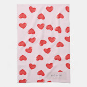 Personalisierte Monogram Heart Lolipop Valentine Geschirrtuch (Vertikal)