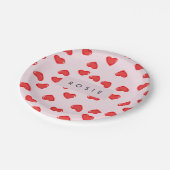 Personalisierte Monogram Heart Lolipop Valentine Pappteller (Schrägansicht)