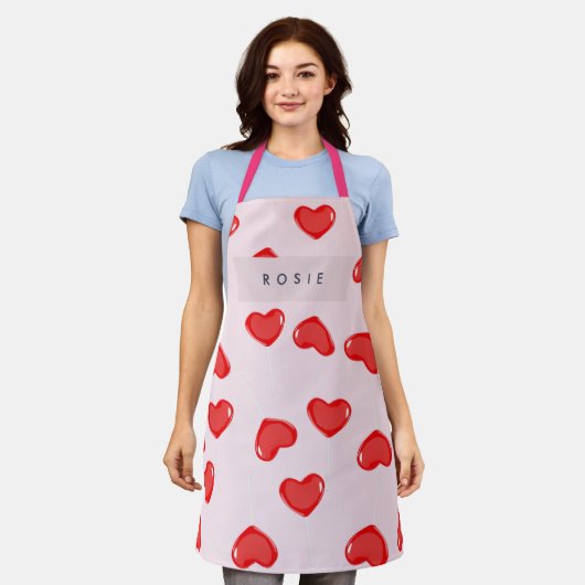 Personalisierte Monogram Heart Lolipop Valentine Schürze (Getragen)