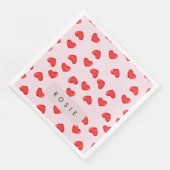 Personalisierte Monogram Heart Lolipop Valentine Serviette (Ecke)