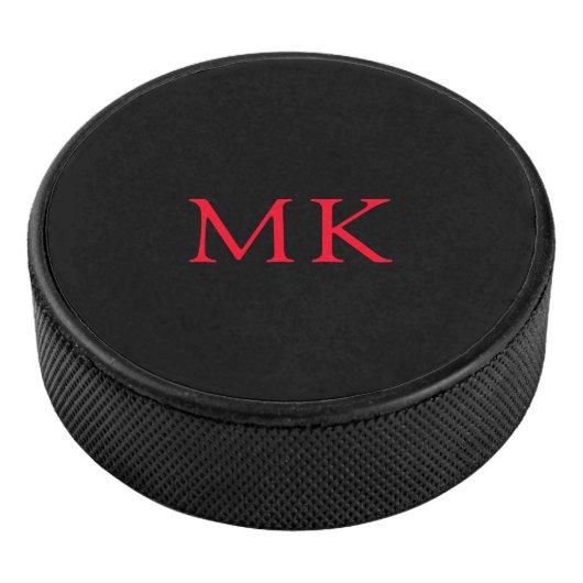 Personalisierte Monogram-Initialen Modernes Schwar Eishockey Puck (3/4)