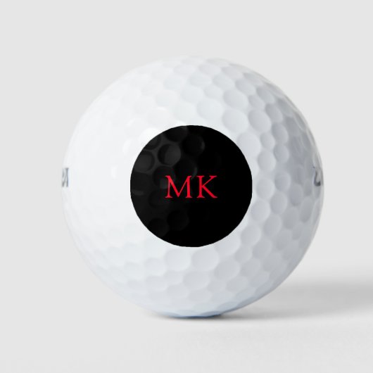 Personalisierte Monogram-Initialen Modernes Schwar Golfball (Vorderseite)