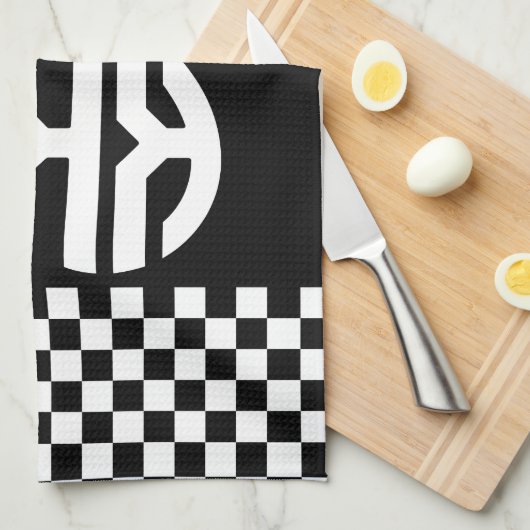 Personalisierte Monogram Initials Küchentuch (Viertel Falte)